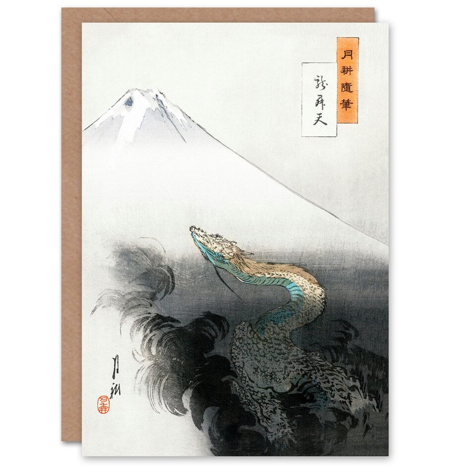 image 1 of Ogata Gekko Japanese Art Card Ryu Shoten Ascending Dragon