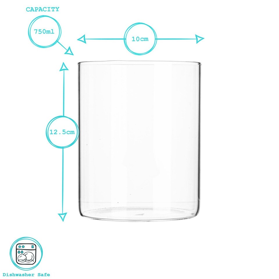 image 1 of Argon Tableware Glass Storage Jars - Carved Wood Lid - 750ml - Modern Round Scandi Organisation Container Glass Jar - Set of 3