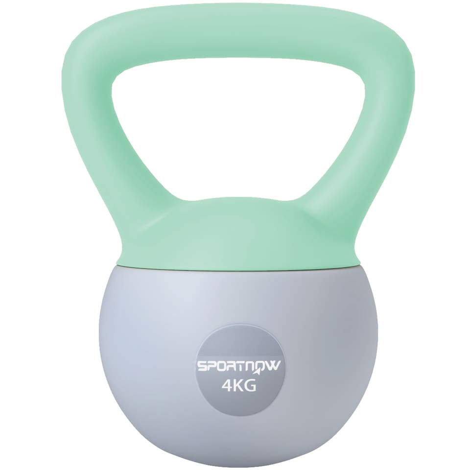 image 1 of SPORTNOW Soft Kettlebell, 4/6/8/10/12kg Kettle Bell with Non-Slip Handle for Home Gym Weight Lifting and Strength Training, Grey and Green