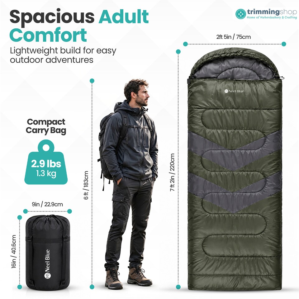 image 1 of 4 Season Waterproof Backpacking Sleeping Bag for Single Adults - 6ft