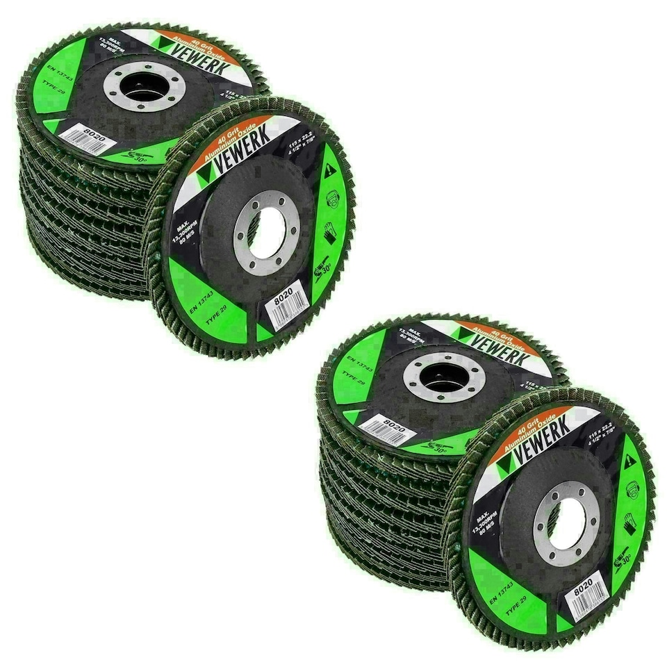 image 1 of 4-1/2" 115mm Mixed Grit Flap Flat Discs For Angle Grinders Removal Sanding 20pk