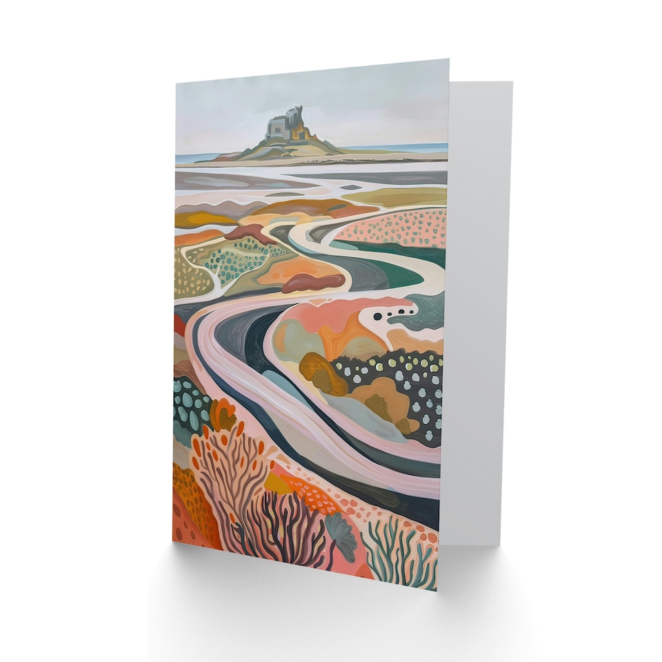 image 1 of Holy Island Landscape Lindisfarne Castle Him Her Birthday Card