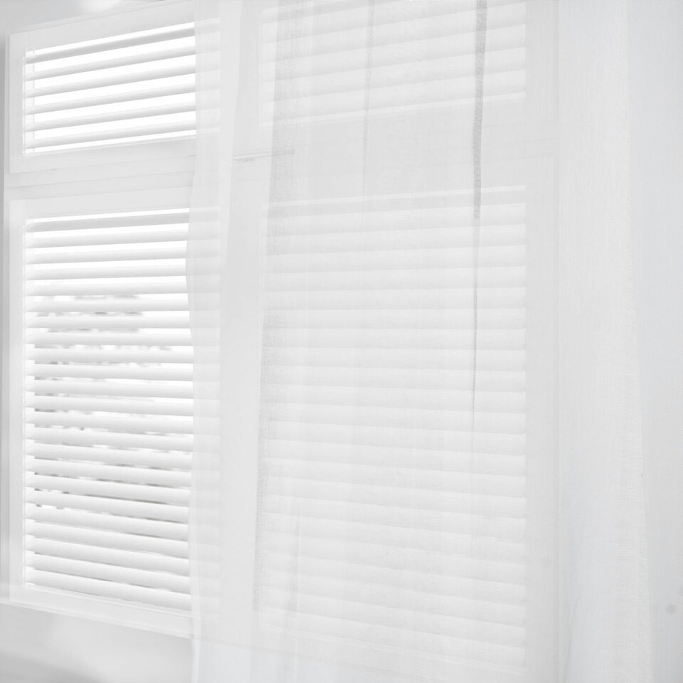 image 1 of OHS Linen Look Slot Top Sheer Net 2 Panel Voile Curtains, 55x87" - White