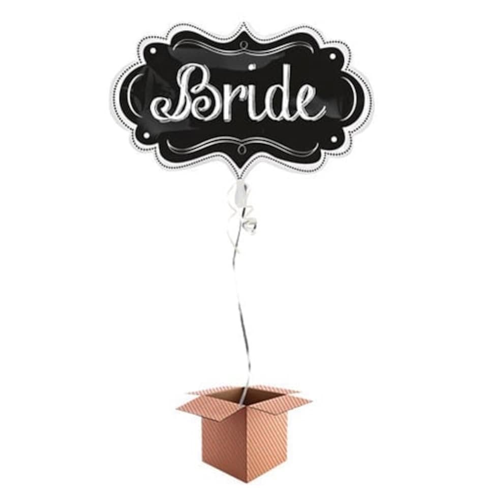 Bride Chalkboard Helium Foil Giant Balloon - Inflated Balloon in a Box