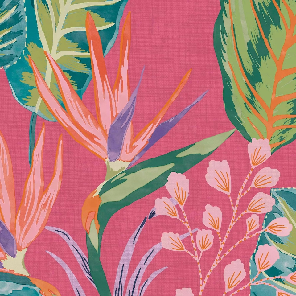 image 1 of Envy Eden Hot Pink Wallpaper Pink | Green