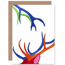 Abstract Deer Antlers Stag Bright Modern Art Card