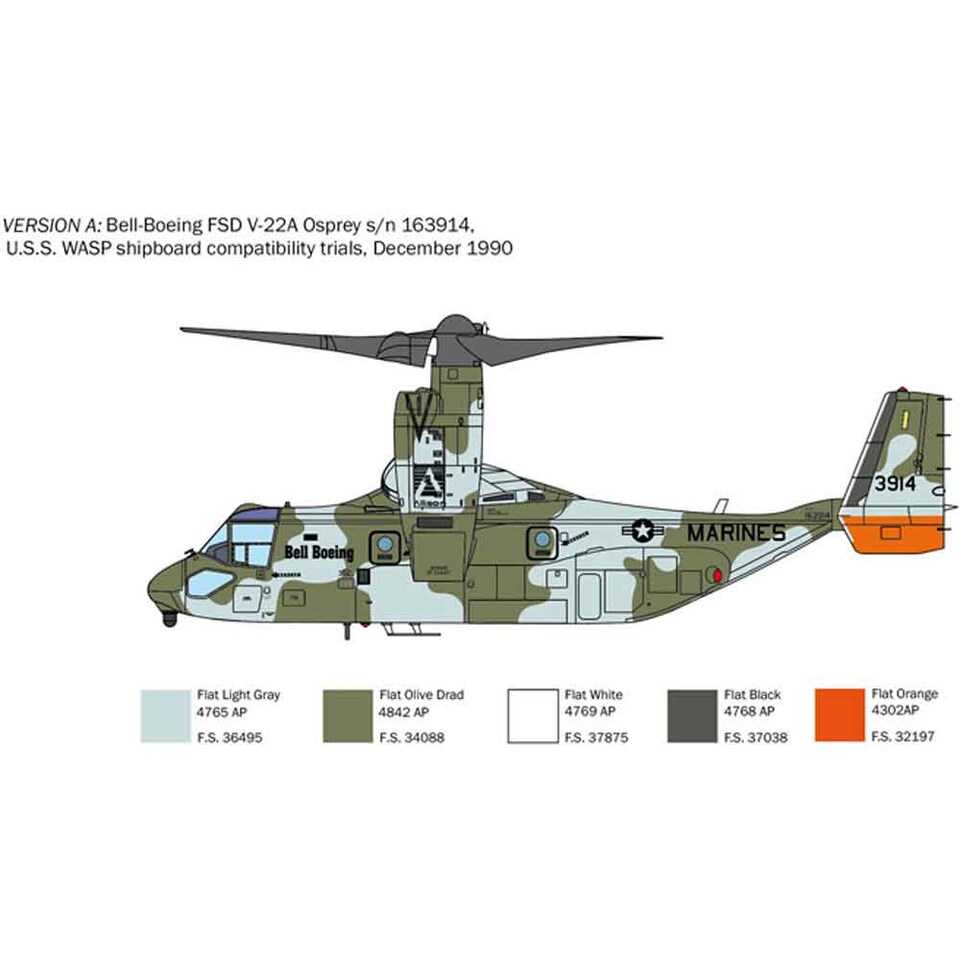 image 1 of Italeri V 22A Osprey VTOL Military Aircraft Model Kit Scale 1-72