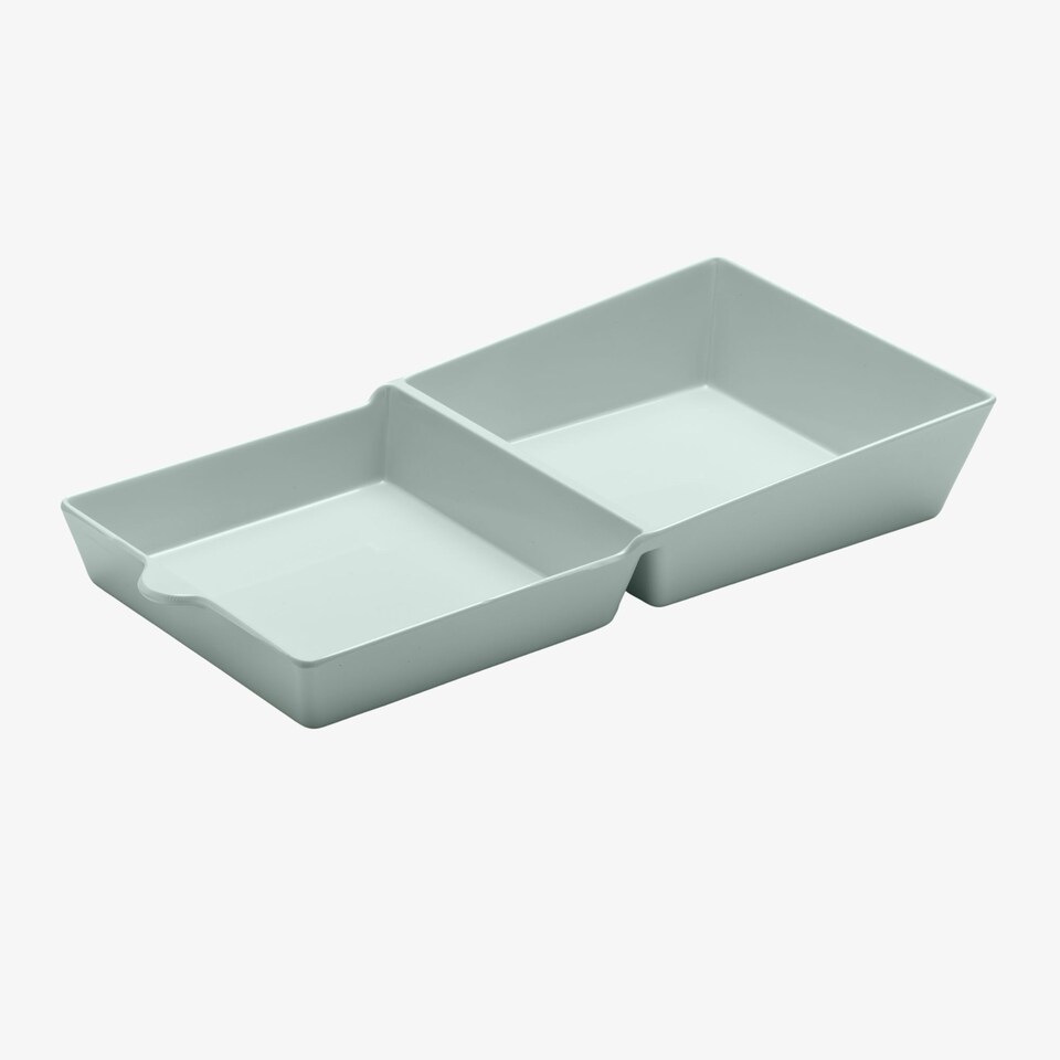 image 1 of Zeal Melamine Fakwaway Buger Box, Divided Serving Tray / Dish, Sage Green
