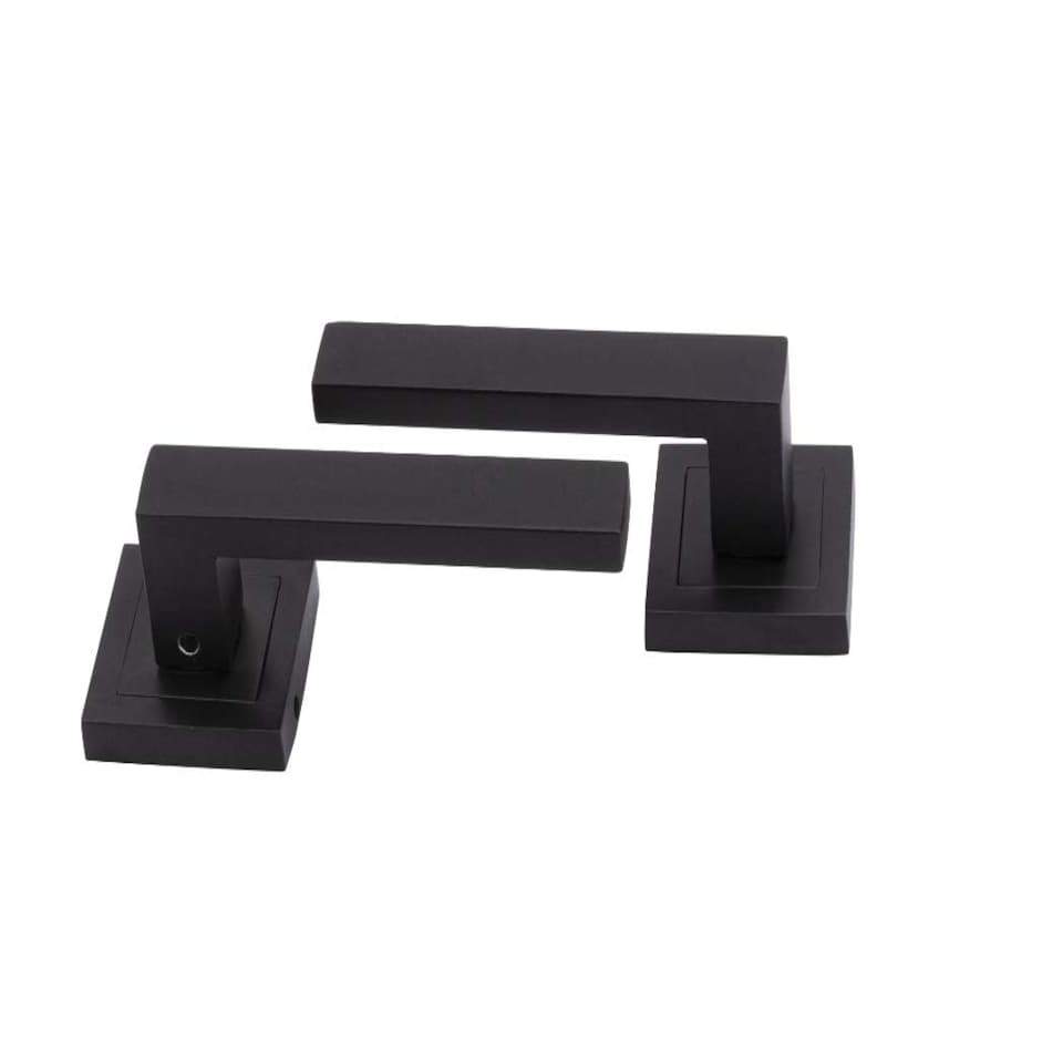 image 1 of Golden Grace 1 Pair Delta Door Handles on Square Rose in Matte Black Finish with Fixing Screws | Black | 1 Pair