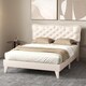 image 3 of COSTWAY Double Linen Upholstered Platform Bed Frame Cream