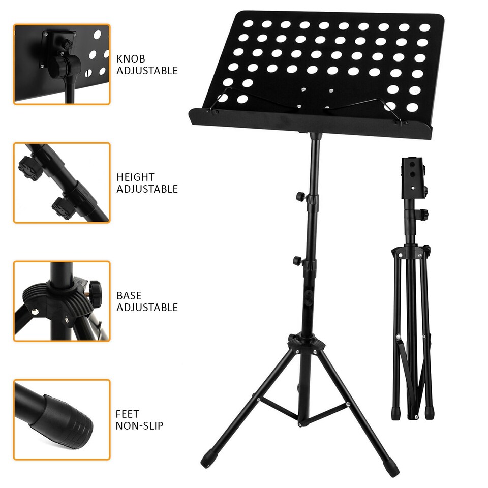 image 1 of Portable Music Stand Height Adjustable Orchestral Sheet Book Holder Tripod
