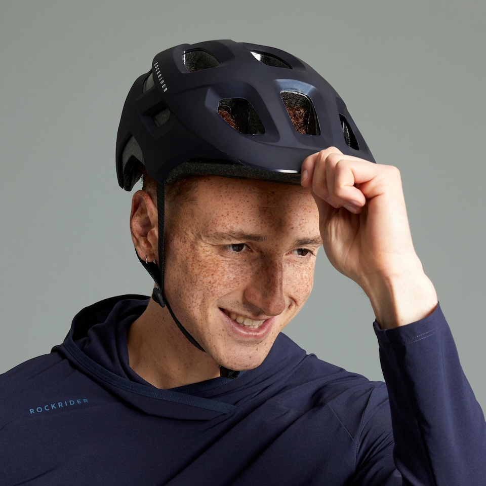 image 1 of Decathlon EXPL 100 Mountain Bike Helmet , Blue.  59 - 62cm