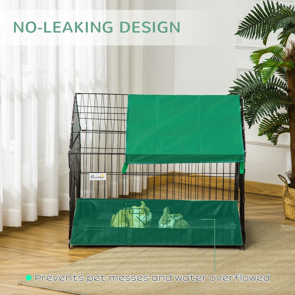 image 1 of PawHut Rabbit Cage Guinea Pig Small Animal Playpen Water Proof Roof 90x75x75 cm