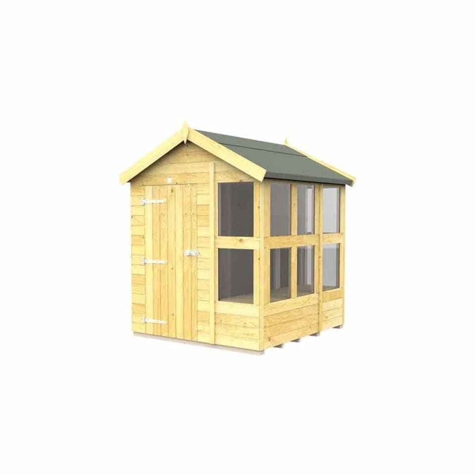 image 1 of 6 x 6 Feet Apex Potting Shed - Wood - L187 x W175 x H217 cm | Brown