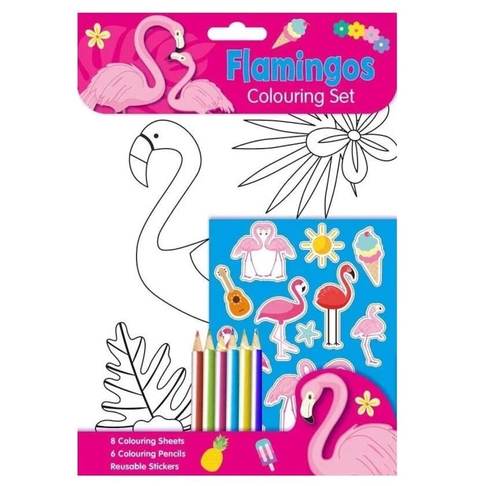 Alligator Flamingo Colouring Set - Multicoloured - One Size