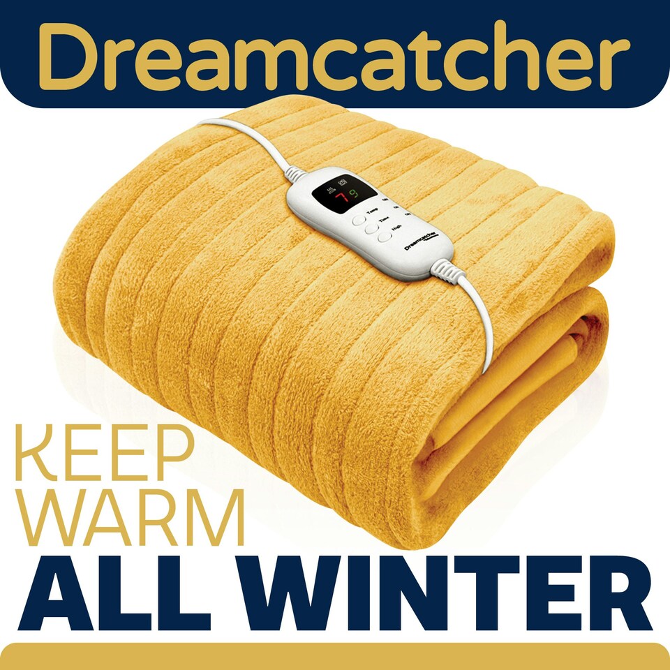 image 1 of Dreamcatcher Gold Soft Microfleece Electric Blanket Heated Throw 160x120cm | Gold | Gold | One Size | 1