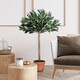 image 7 of Outsunny 3ft Artificial Olive Tree Indoor Plant Greenery for Home Office Potted in An Orange Pot