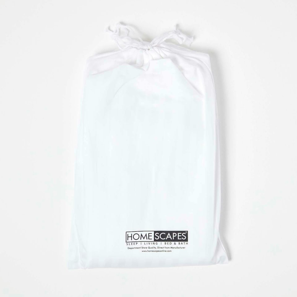image 1 of Homescapes White Cotton Stripe Cot Bed Fitted Sheets 330 Thread Count, 2 Pack | White | One Size
