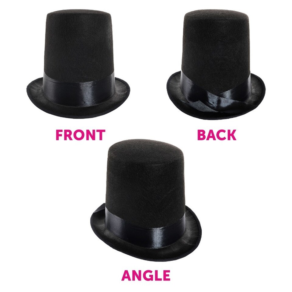 image 1 of Black Felt Stovepipe Top Hat Black | M