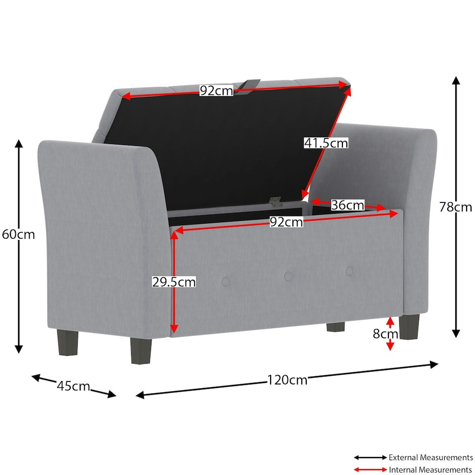 image 1 of Vida Designs Seville Storage Ottoman Bedroom Hallway Chest Bench, Light Grey Linen Grey | Light Grey Linen