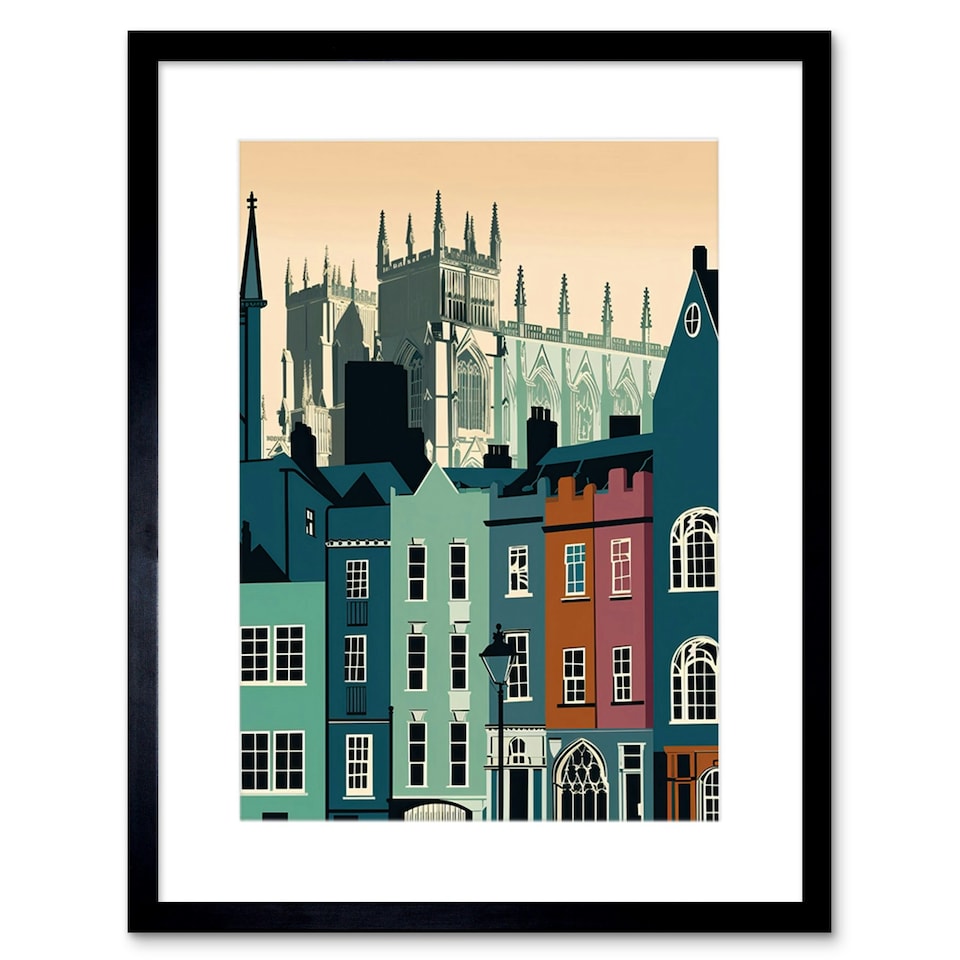 image 1 of York Minster Shambles Street Cityscape 9x7" Black Framed Wall Art Print