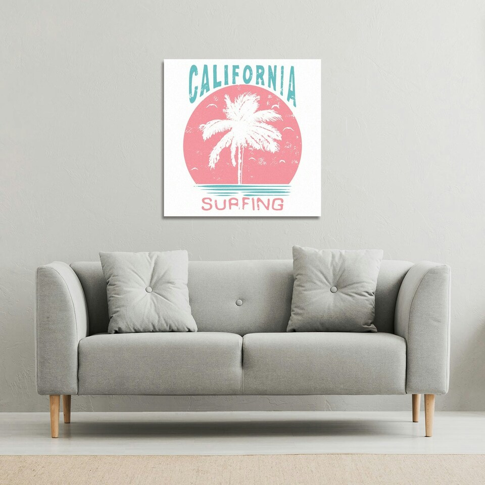 image 1 of California Surfing (Canvas Print) 77 x 77 x 4cm