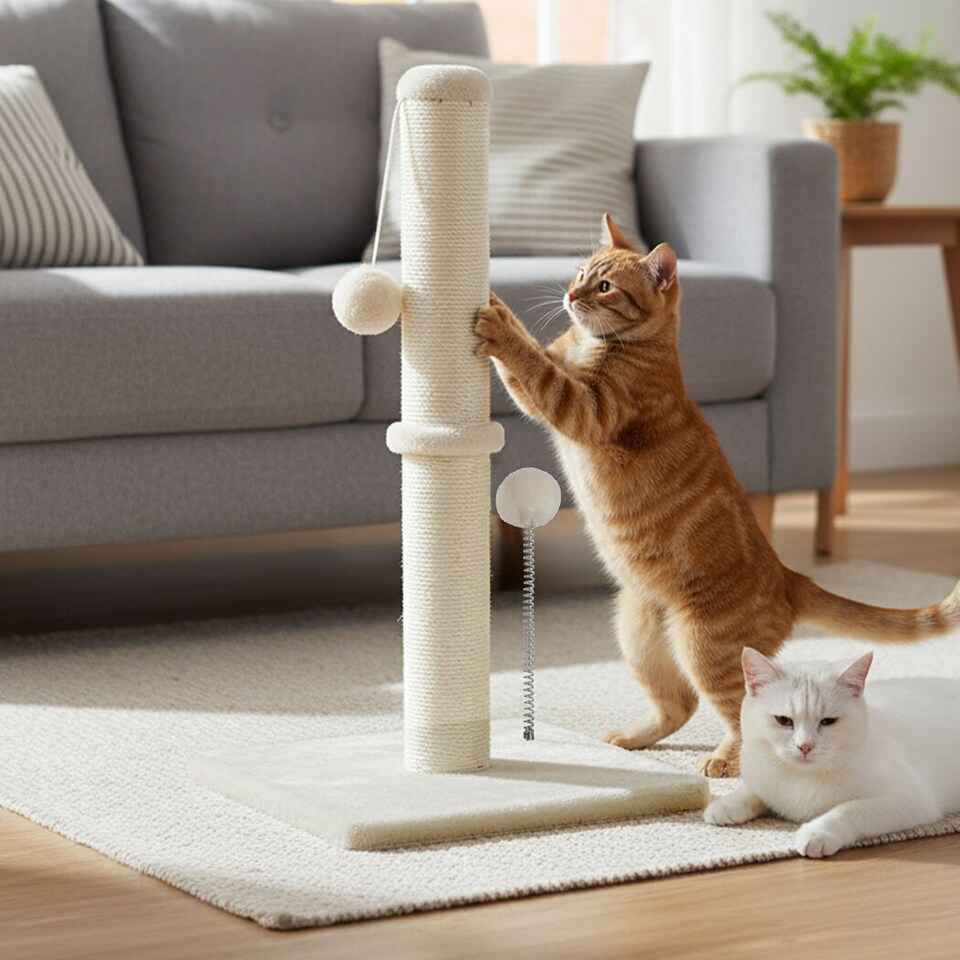 image 1 of Skylos 54cm Cat Scratching Post Natural Sisal Heavy Duty Scratcher Ball