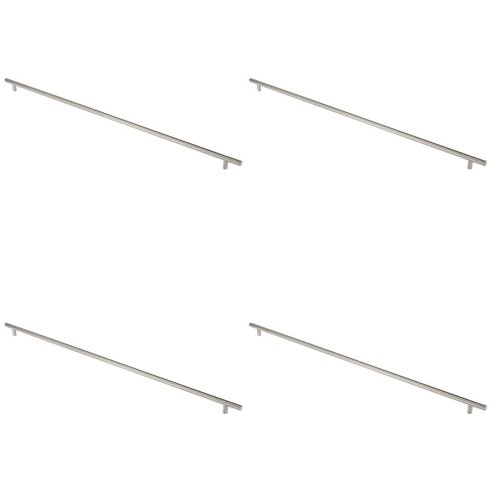 4 PACK - 30mm Straight T Bar Pull Handle 1000mm Fixing Centres Satin Stainless Steel