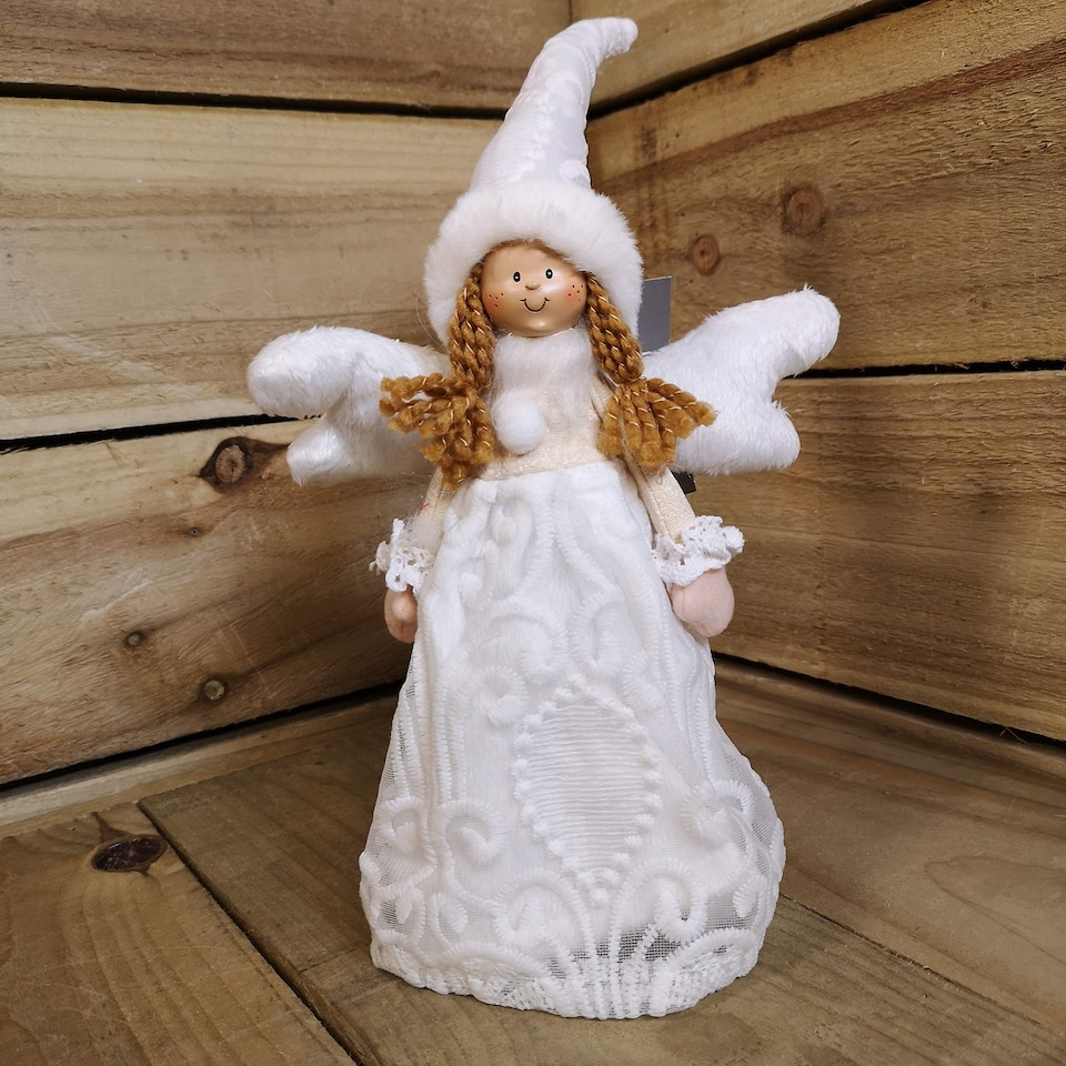 image 1 of 35cm Premier Christmas Tree Top Angel Decoration in White