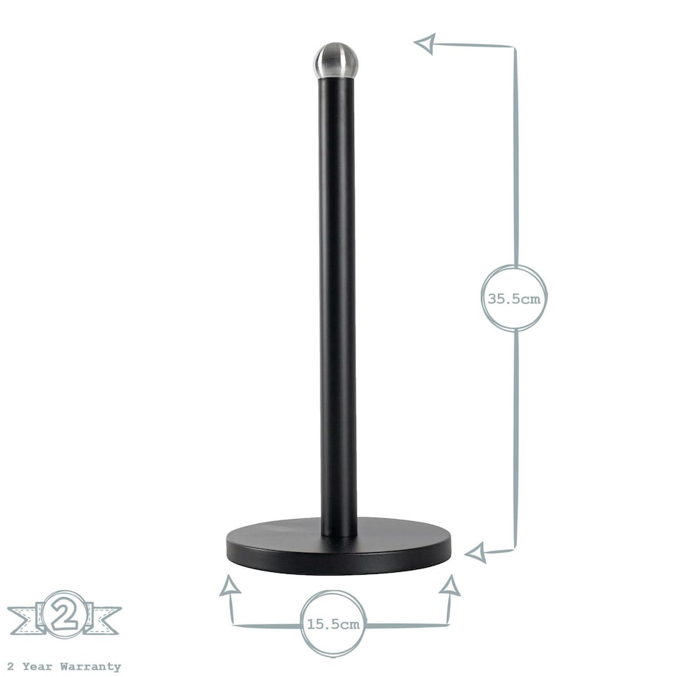 image 1 of Harbour Housewares Black Metal Kitchen Roll Holder Kitchen Storage Kitchen Towel Holder Kitchen Tissue Holder