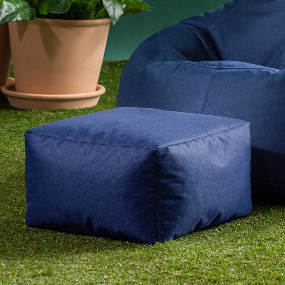image 1 of icon Kingston Adult Classic Indoor Outdoor Bean Bag & Square Footstool Pouffe Navy