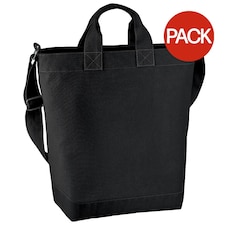 Bagbase Canvas Daybag / Hold & Strap Shopping Bag (15 Litres) (Pack of 2) - Black - One Size Black