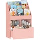 image 1 of HOMCOM Kids Bookshelf Bookcase with Storage Drawer with Wheels Toy Organiser | Pink