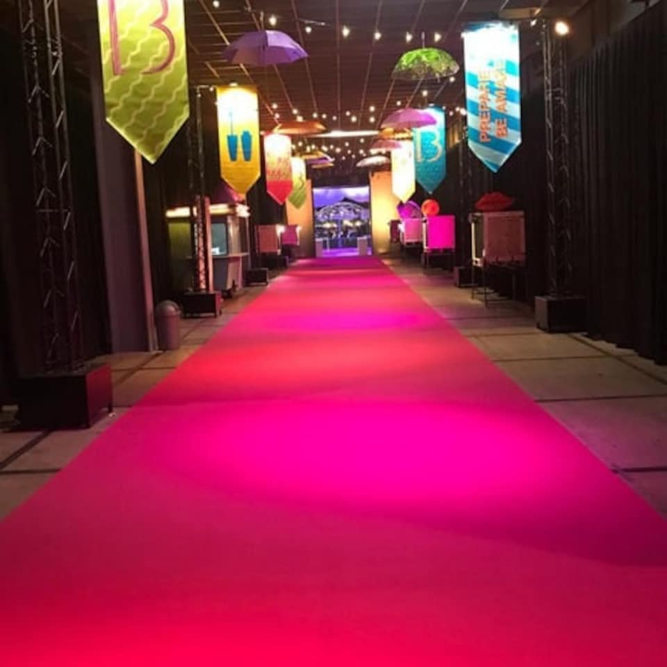 image 1 of 5 Metres Exhibition Quality Ribbed Heavy Duty Fuchsia Pink Carpet Runner 1 Metre Wide