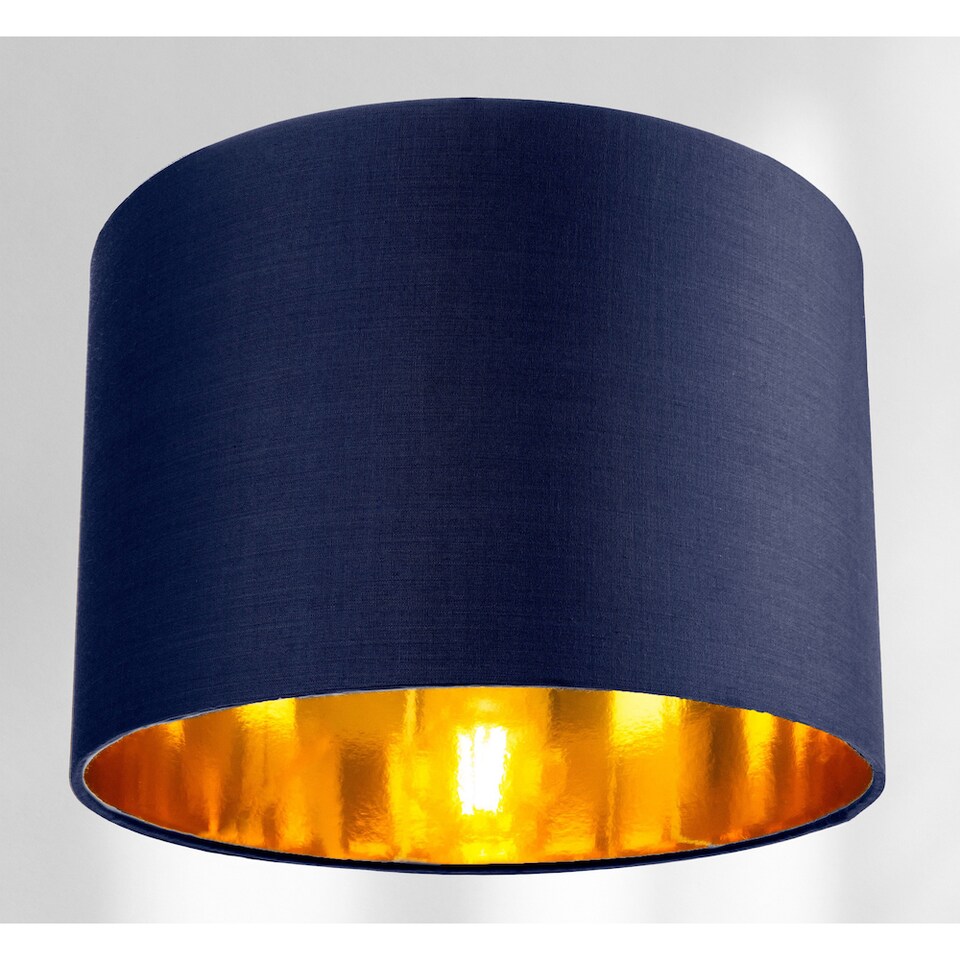image 1 of Contemporary Blue Cotton 10 Table/Pendant Lamp Shade with Shiny Copper Inner | Blue