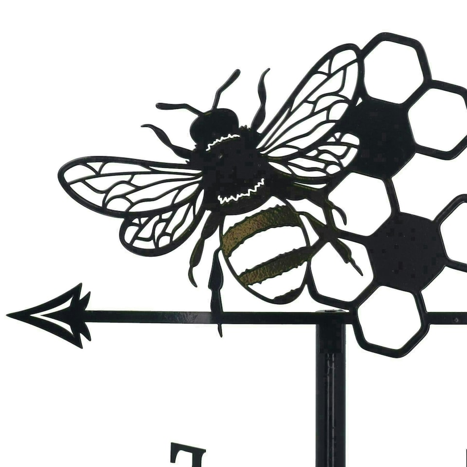 image 1 of High Quality Black Metal Bee Silhouette Weather Vane Animal Lover Gift