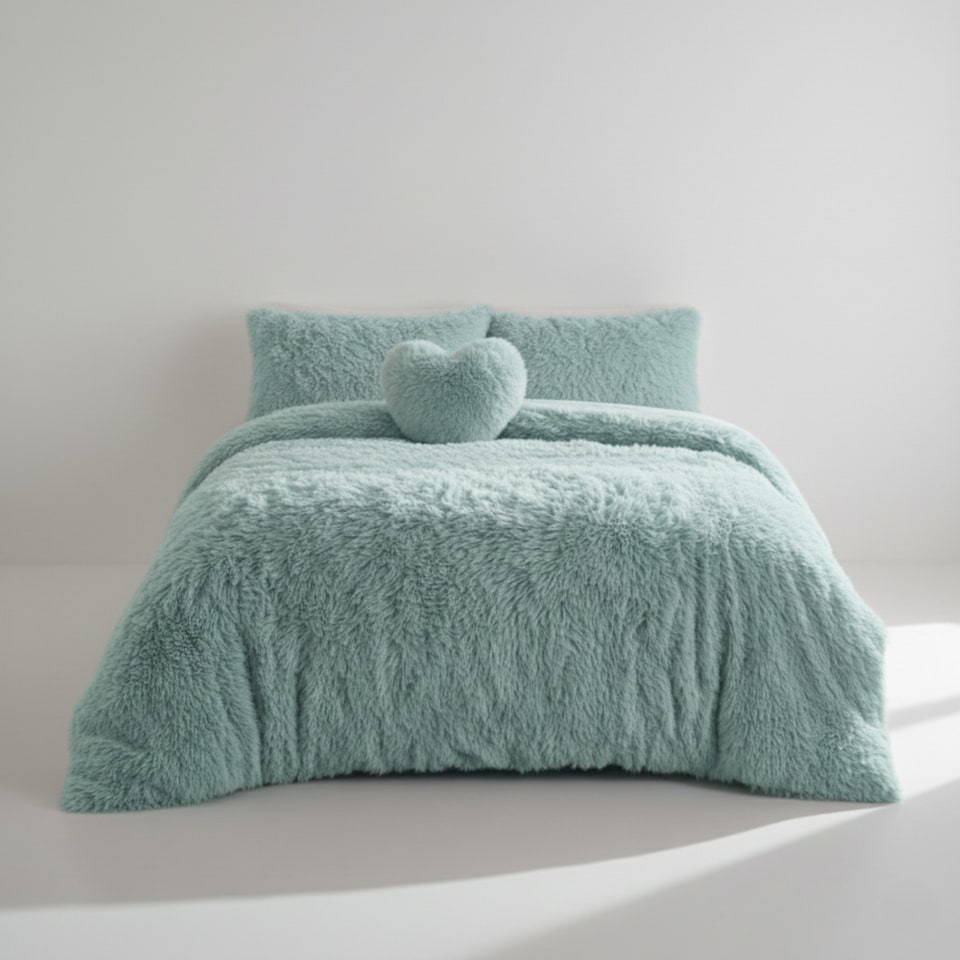 image 1 of Super Fluffy Duvet Cover Ultra Soft, Cloud-Like Comfort Snug Sleep | Blue | Duck Egg Blue | Super King