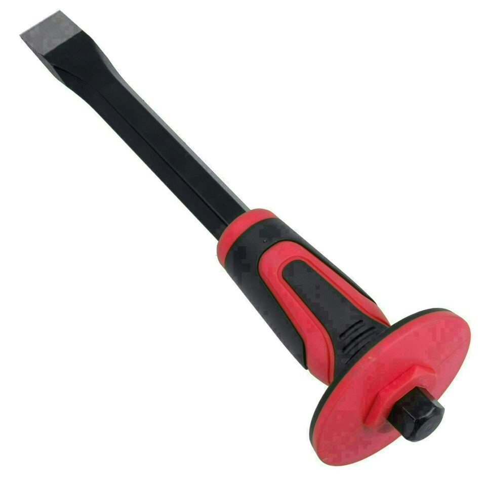 image 1 of Soft Grip Guarded Handled Cold Chisel 300mm x 25mm for Masonry Bricks Blocks