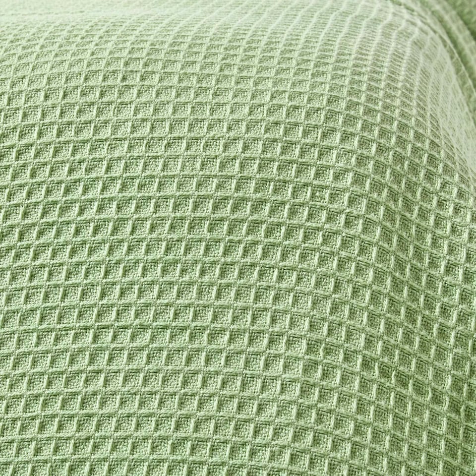 image 1 of Homescapes Organic Cotton Waffle Blanket/ Throw Sage Green - 250 x 230 cm