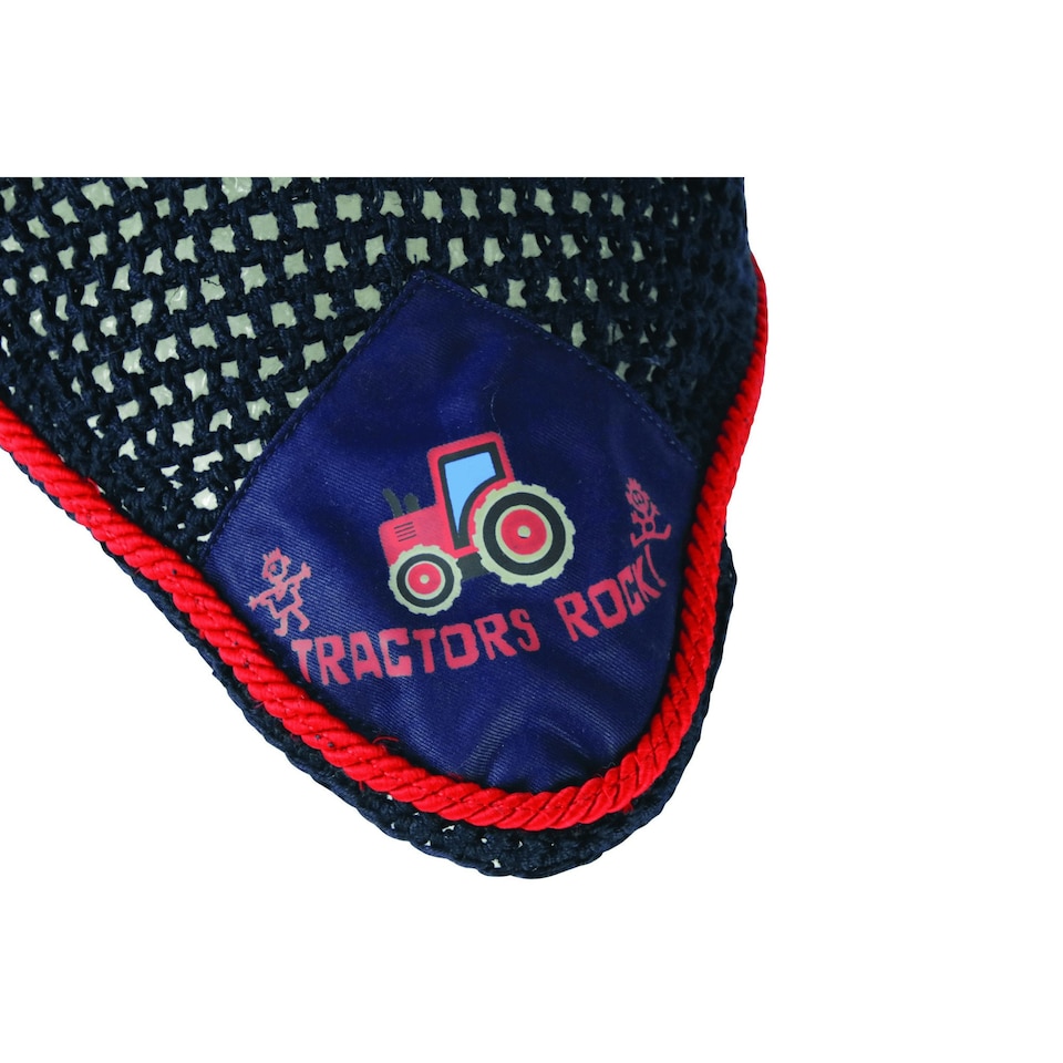 image 1 of Hy Tractors Rock Horse Fly Veil - Navy/Red - Small Pony