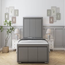 Sloomy Lancaster Pewter Dumfries Bed Frame With Mattress With 50" Upholstered Headboard 2'6 Small Single