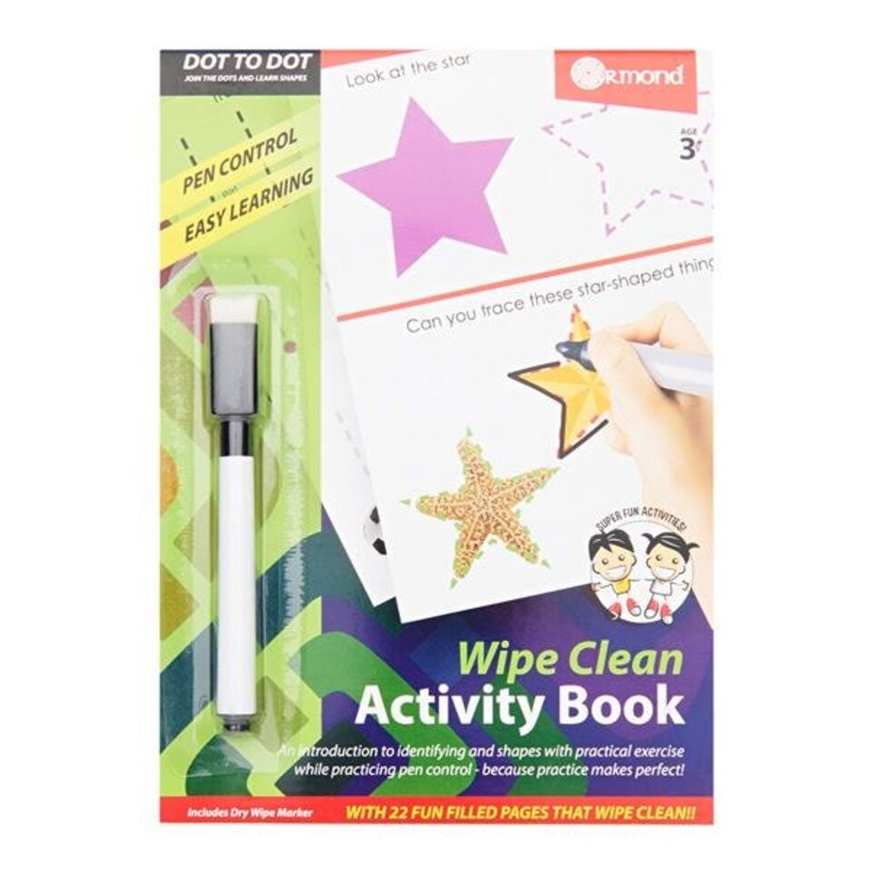 image 1 of A5 22 Pages Wipe Clean Activity Dot To Dot Book With Pen by Ormond