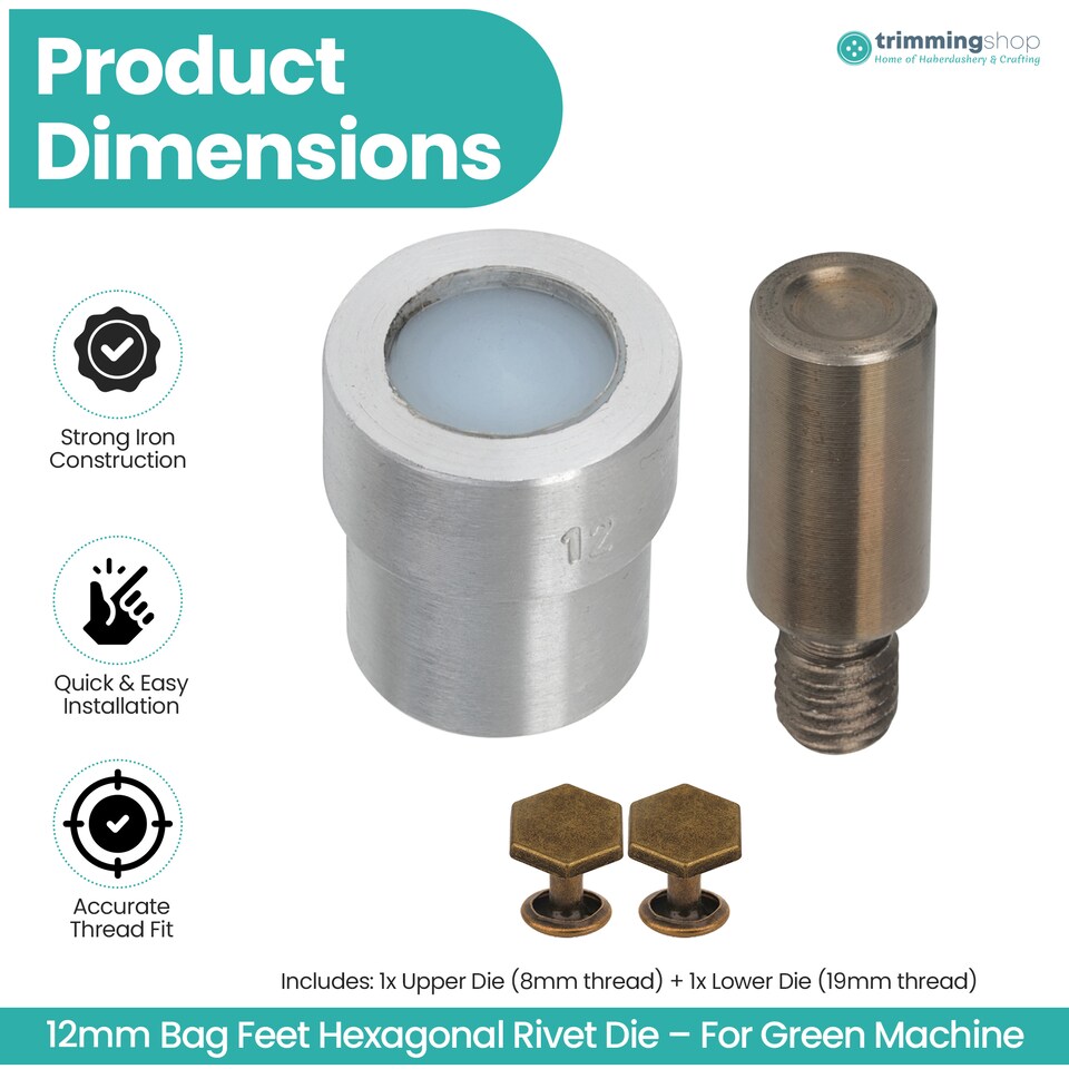image 1 of 12mm Hexagonal Bag Feet Rivet Die for DIY Craft