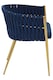 image 3 of Orsina Blue Dining Chair with Woven Back, Dining Room Chair with Braided Pattern, Curved Back Restaurant Chair