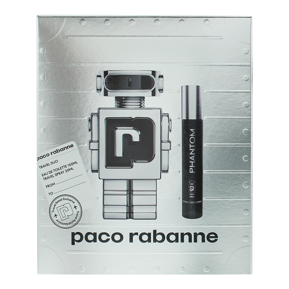 image 1 of Paco Rabanne Phantom Eau de Toilette 100ml & Eau de Toilette 20ml Gift Set | Silver | Multi | One Size