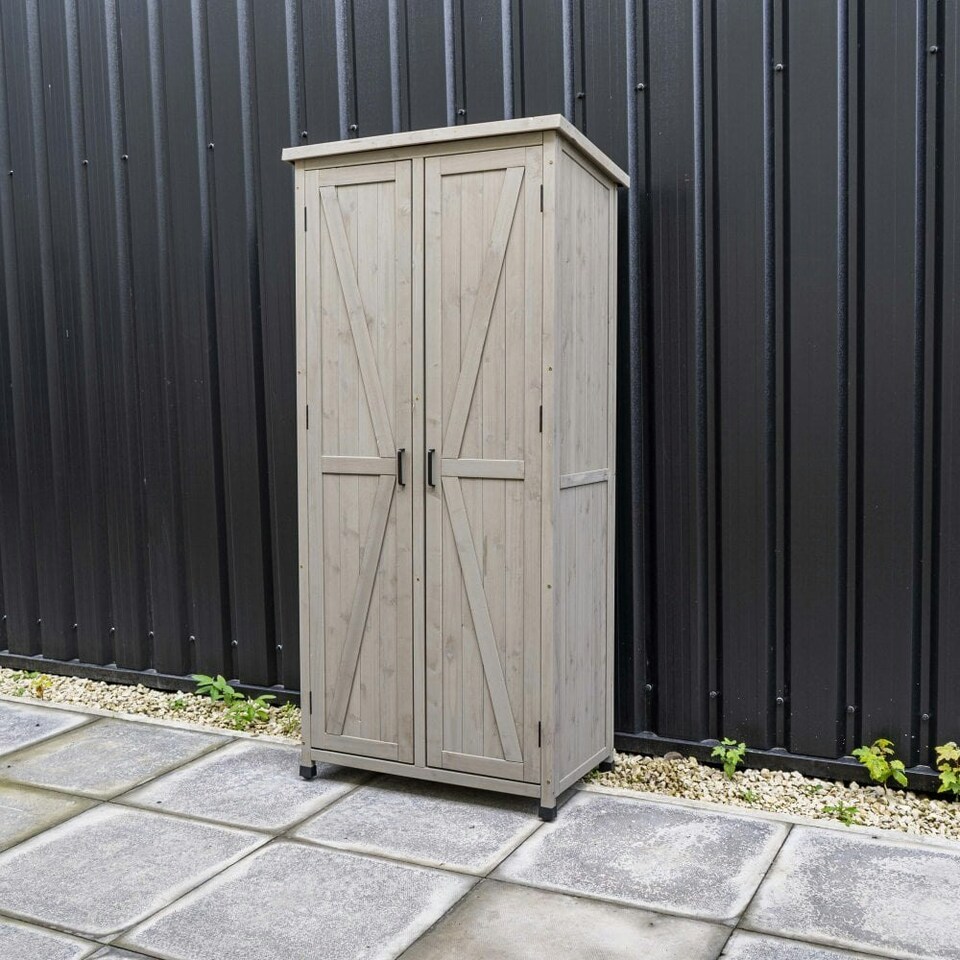image 1 of Tall Garden Wooden Storage Shed Grey