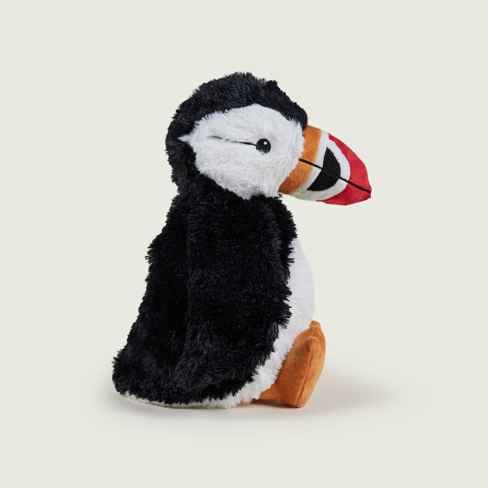 image 1 of Warmies Puffin Plush , Large Size, Fully Microwave Safe and Weighted Cuddly for Anxiety, Cool in The Freezer or Heat in The Microwave, Soft Heat Cushion