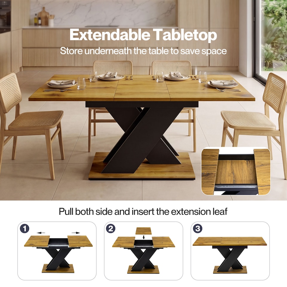 image 1 of Levede Extendable Dining Table Wooden 120 to 160CM for 4 to 6 Seats