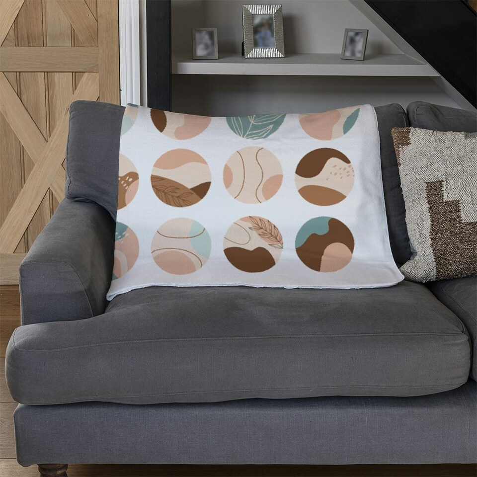 image 1 of Round texture and floral icons in pastel colours (Blanket)