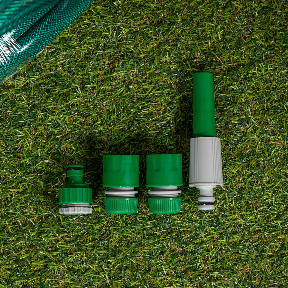 image 1 of 15m Garden Hose and Spray Nozzle Set | Green | Green